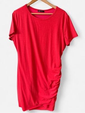 Side-Ruched T-shirt Midi Dress (pink)